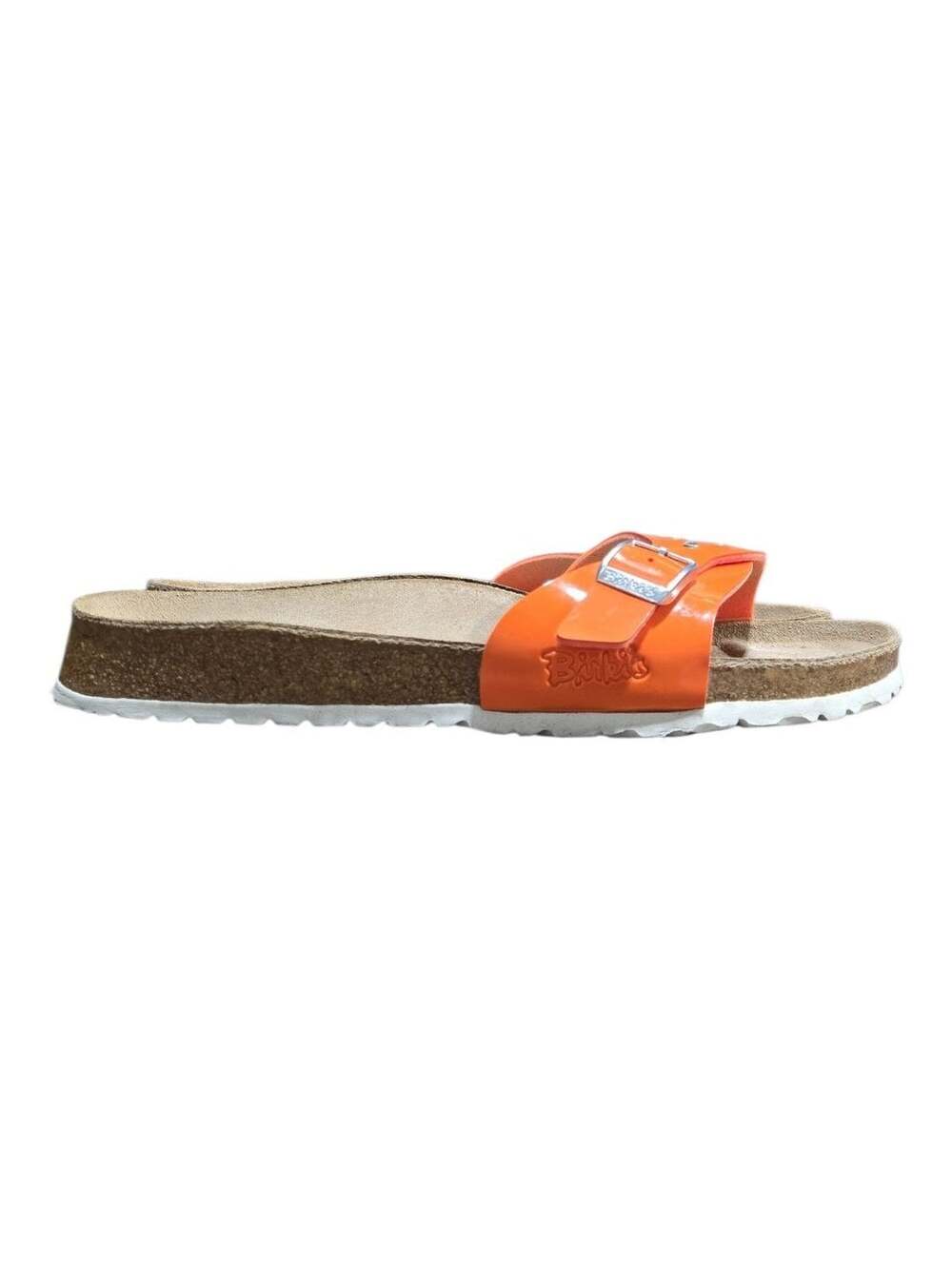 Birkenstock Birkis Orange Patent Leather Studded Sandals Size 41 - Picture 3 of 8